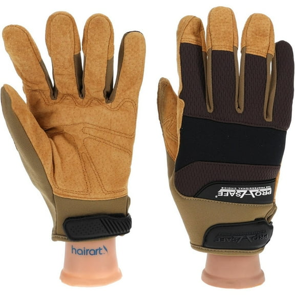 PRO-SAFE PS-LUT-75-010 Gloves: Size L, Polyester-Lined Brown