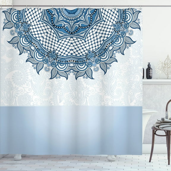 Ambesonne Vintage Shower Curtain, Lace Details, 69"Wx70"L, Slate Blue Seafoam