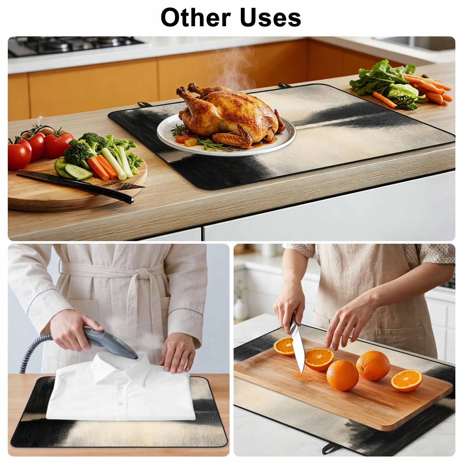 Black Beige Lake Stove Top Cover for Electric Stove, Heat-proof & Non Slip Glass Top Stove Cover Protector, Abstract Aesthetics Mysterious Kitchen Flat Cooktop Rubber Mat 24x21 Inches