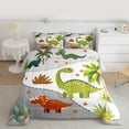 thumbnail image 2 of Homewish Kawaii Jungle Dinosaur Bedding Comforter Set for Kids, Tropic Coconut Tree Twin Comforter Sets, Cartoon Funny Animal Reversible Bedding Set, Ultra Soft Bedroom Decor, 2pcs, 2 of 8