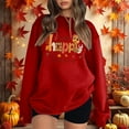thumbnail image 2 of Wang6 Womens Plus Size Thanksgiving Sweatshirts Trendy Long Sleeve Hoodless Pullovers Crew Neck Letter Printed Graphic Tshirts Loose Fit Tops Y_Red XL, 2 of 4