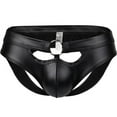 thumbnail image 2 of BKQCNKM Thongs Crotchless Panties underwear Hollow Men's Ring Underwear Lacquered Underwear Fashionable Leather Men's Underwear Panties Black L, 2 of 3