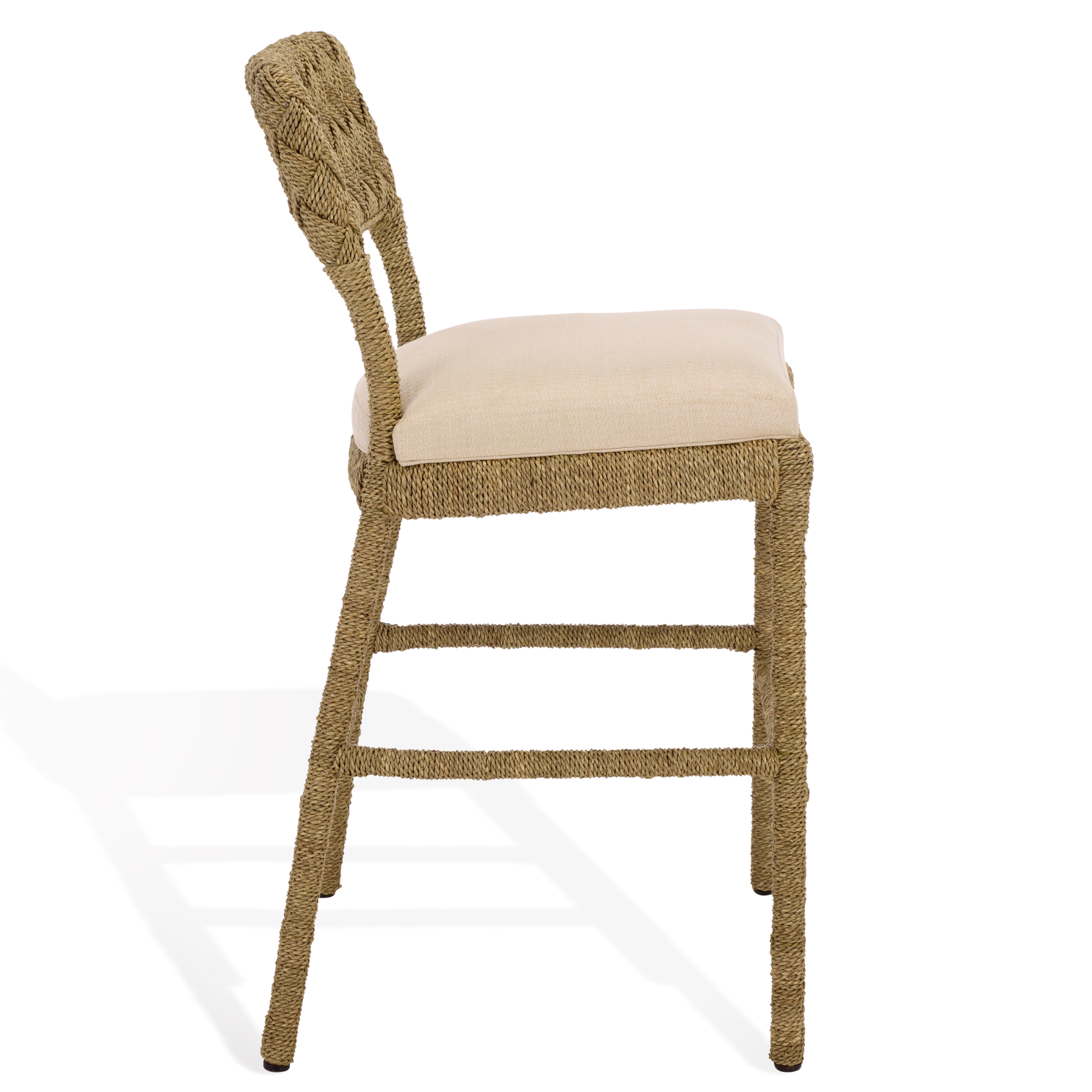 Safavieh Couture Rosemarie Woven Seagrass Mid Back Counter Stools, Natural/Beige