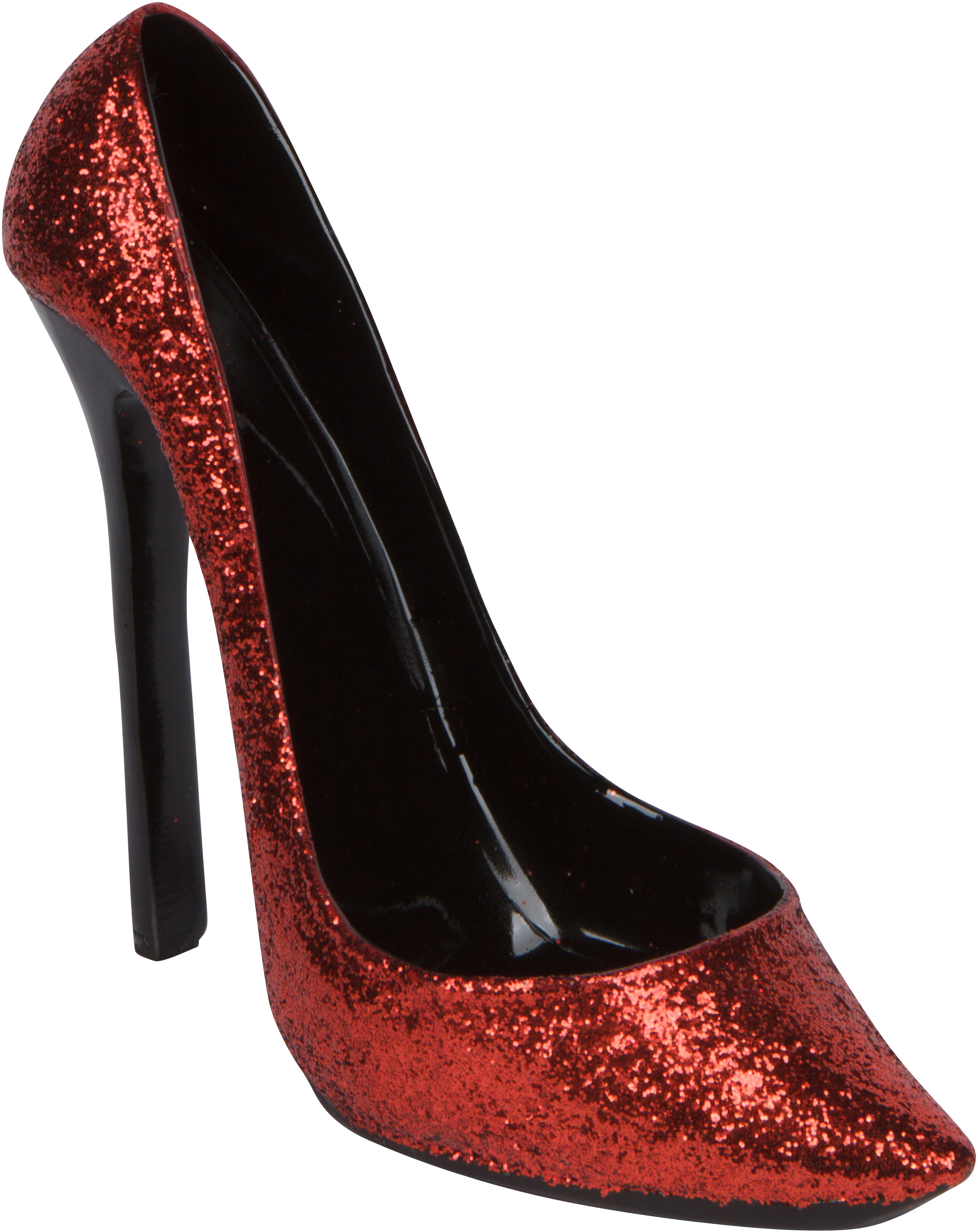 8.5" x 7"H High Heel Wine Bottle Holder - Stylish Conversation Starter Wine Rack By Hilarious Home (Red Glitter)