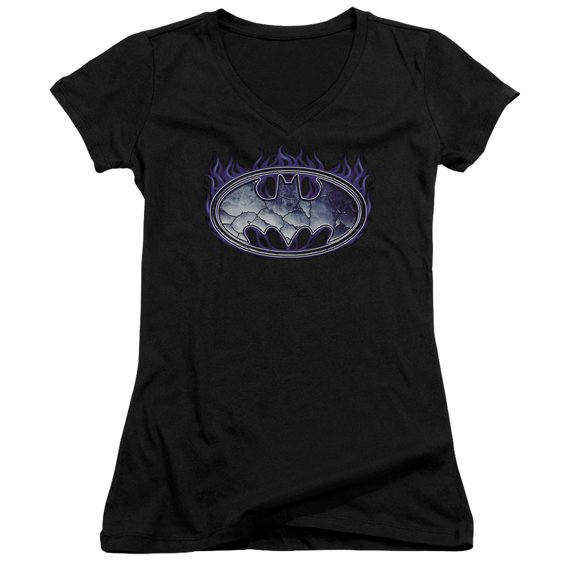 Batman Cracked Shield Junior Women's T-Shirt V-Neck Black