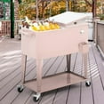 thumbnail image 3 of Magshion 80-Quart Patio Rolling Ice Chest Cooler Cart with Bottle Opener, Outdoor Ice Cooler Trolley with Wheels and Handle, Bar Drink Cooler Beverage Cart with Shelf for Party, 3 of 7