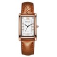 thumbnail image 2 of Resicozy Gold Watches for Women Men with Vintage Rectangular Case Casual Daily Watch with Leather Strap Brown, 2 of 3