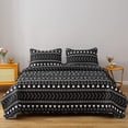 thumbnail image 2 of 2-Piece Aztec Quilt Set Twin Size, White Arrows Dots and Striped on Black Geometric Bedspread/Coverlet, Brushed Microfiber for All Season, 2 of 8