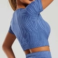 thumbnail image 4 of Vmvidoty Workout Tops for Women Athletic Seamless Crop Short Sleeve Shirts Basic Running Gym Yoga Tops Blue M, 4 of 5