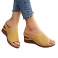 thumbnail image 2 of Ruyang Womens Wedge Sandals 2024 Women's Slip On Platform Sandals Comfortable Open Toe Flatform Chunky Sandals, 2 of 5