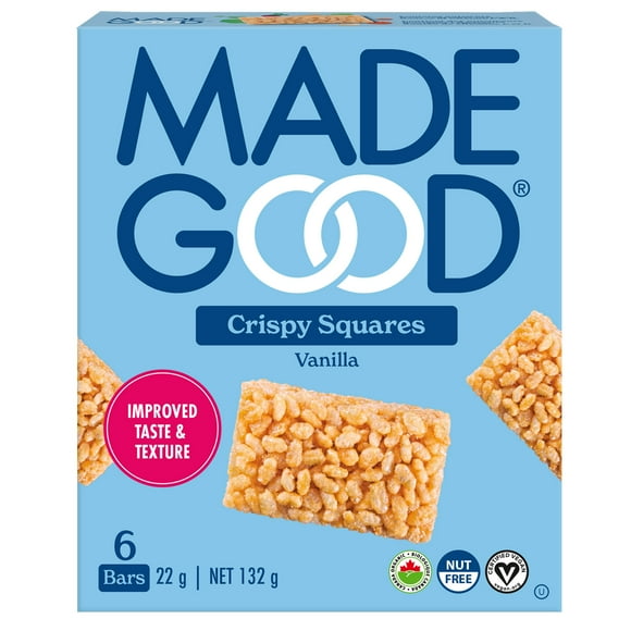 MadeGood Vanilla Crispy Squares 6pk, 6 x 22 g bars