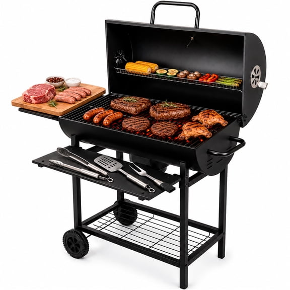 Asador de Carbon Ahumador Jardimex Parrilla 70cm Mesa Frontal Cenicero