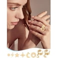 thumbnail image 4 of 1 juego de 5 anillos de acero inoxidable con puño abierto, anillo ajustable con forma de estrella, luna y rayo, componentes para anillos de dedo con puño abierto dorados., 4 of 4