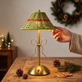 thumbnail image 4 of ALORINA Rechargeable LED Table Lamp with Green Weave Shade, Portable Cordless Nightstand Light, Vintage Warm Light for Living Room and Bedroom Decor, 4 of 7