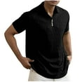 thumbnail image 2 of pstuiky Mangas cortas para hombre, Camisas de blusa de manga corta con cuello vuelto y cremallera sueltas informales de color sólido para hombre camisas casuales para hombre xxxl, 2 of 6