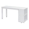 thumbnail image 6 of Full Size Low Loft Bed with Retractable Writing Desk and 3 Drawers, Wooden Loft Bed Frame with Storage Stairs and Shelves, for Kids Teens Boys Girls, Sturdy Slats Support, White, 6 of 9