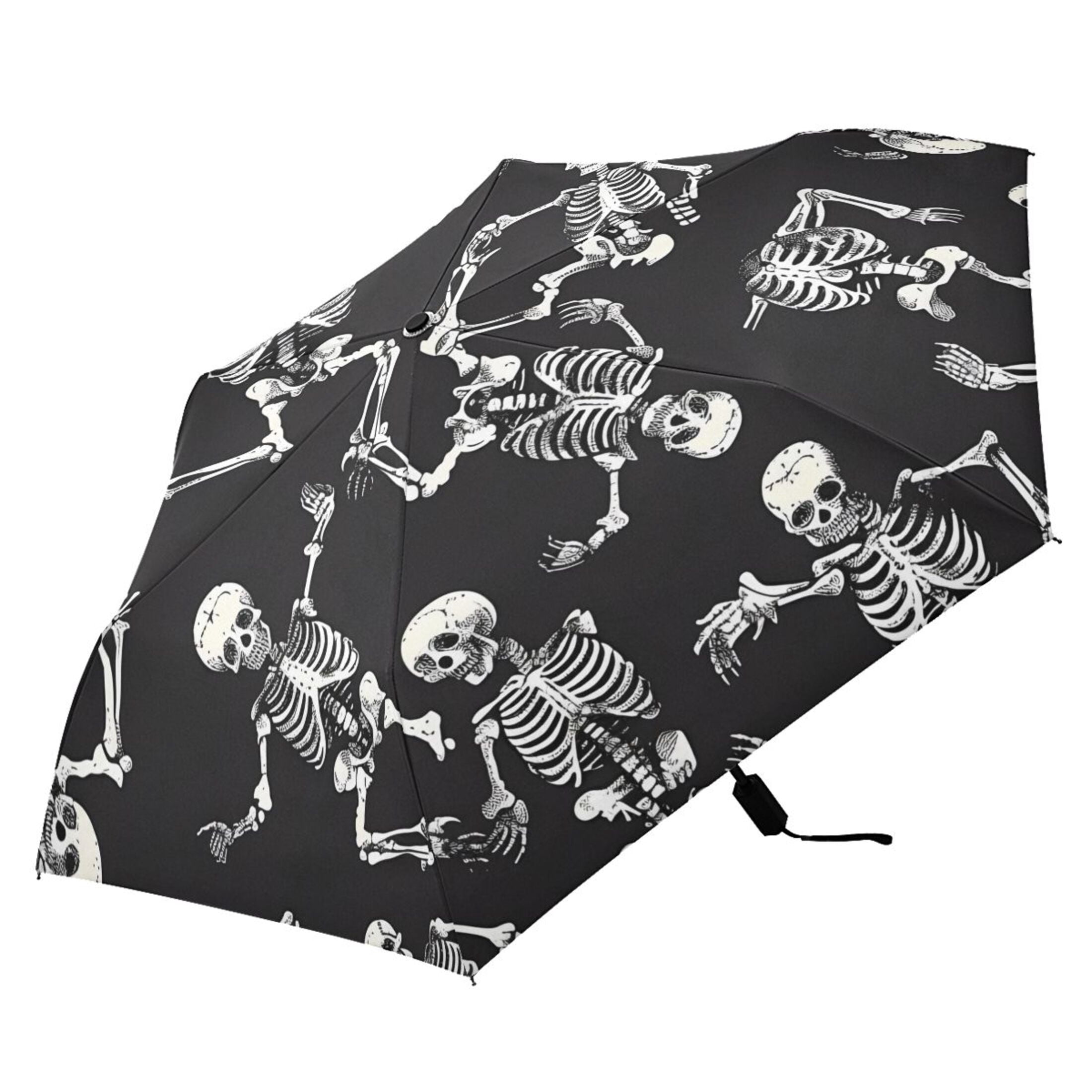 Skeletons Skull Compact Sun Umbrella Windproof Travel Umbrellas for Rain Strong Portable UV Protection
