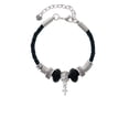 thumbnail image 2 of Delight Jewelry Silvertone Super Mini Simple Cross Sister Celtic Knot Leather Bead Bracelet, 7"+2" Extender, 2 of 4