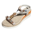 thumbnail image 5 of Rokment Womens Ethnic Boho Platform Dress Sandals 2026 Summer Beach Vacation Braided Memory Foam Wedge High Heels Gladiaator Slingback Sandals Beige Size 6.5, 5 of 6