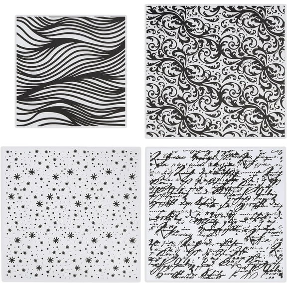 4Pcs 4 Styles Transparent Clear Plastic Embossing Template Folders For DIY Scrapbooking/Photo Album Decorative/Embossed Paper Stamp Sheets Mixed Shapes 127~151x127~150x2~2.5mm 1pc/style