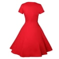 thumbnail image 6 of Sentmoon Sun Dresses for Women 2026 Vacation Square Neck Regular Fit Breathable Casual Dresses for Women with Print Short Sleeve Summer Workout Patchwork Women Dress Fashion Red L, 6 of 8