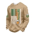 thumbnail image 2 of Dwelliawo St. Patricks Day Shirts for Men Print Waffle Knit Long Sleeve Tees Fashion Saint Patrick's Irish Clover Shamrock Printed Shirts Round Neck Outfit Khaki 4XL, 2 of 6