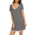 thumbnail image 3 of Balems Women Gray Cotton Sleepwear Solid Short Sleeve Nightdress Round Neck Breathable Comfortable Home Clothing Size s-xxl, 3 of 6
