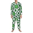 thumbnail image 4 of Kll Leopard Print St. Patrick'S Day Sleepwear Mens Flannel Pajamas,Long Cotton Pj Set, 4 of 9