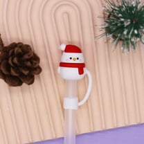 Eespoir Reusable Silicone Straw Covers Cap, Cute Christmas Straw Cover, Christmas Straw Toppers, Dustproof Drinking Straw Tip Lids, 0.4", Red