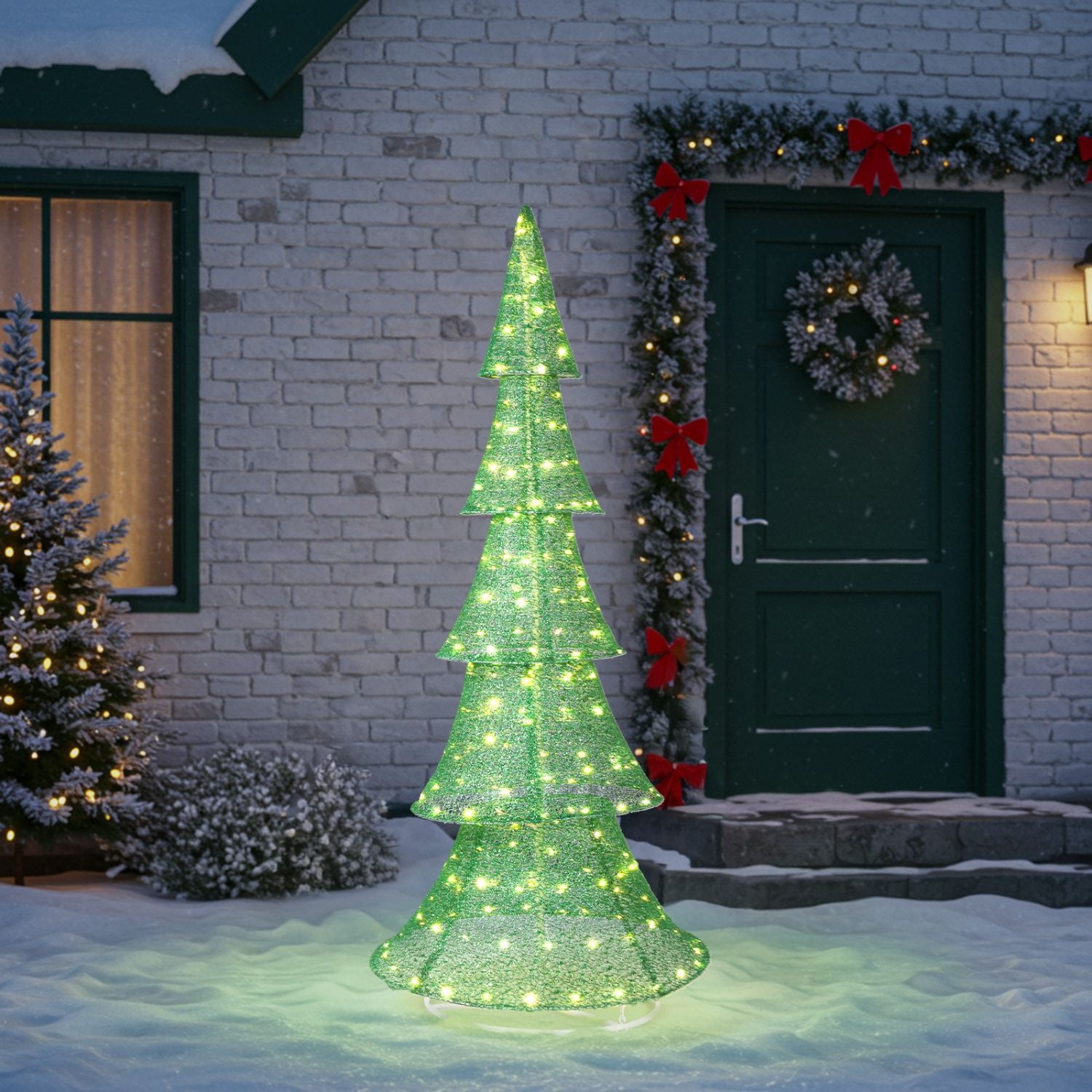 Spiral LED Christmas Tree - 5ft Tall With 288 Multi-Color Lights & 8 Light Shows (Indoor/Outdoor)