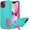 Mint, variant on For iPhone 13 Case,iPhone 13 Phone Case with Stand Heavy Duty Protective Anti-dust Port Cover Non-Slip Multi Layers 3 in 1 Bumper Shockproof Case for iPhone 13(Blue)