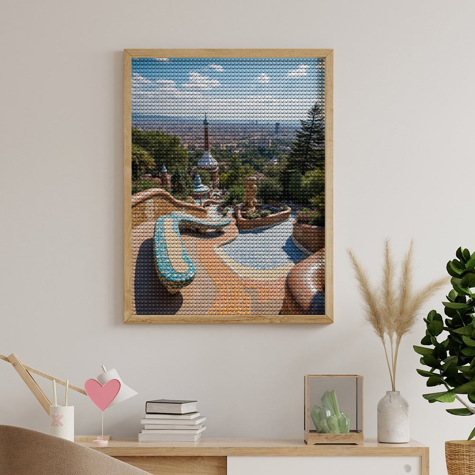 Diamond Art Kits for Adults, Colorful Mosaic Park Terrace View 5D Diamond Painting Kits for Adults Beginners, DIY Full Drill Diamond Painting, Gem Art and Crafts 12x16