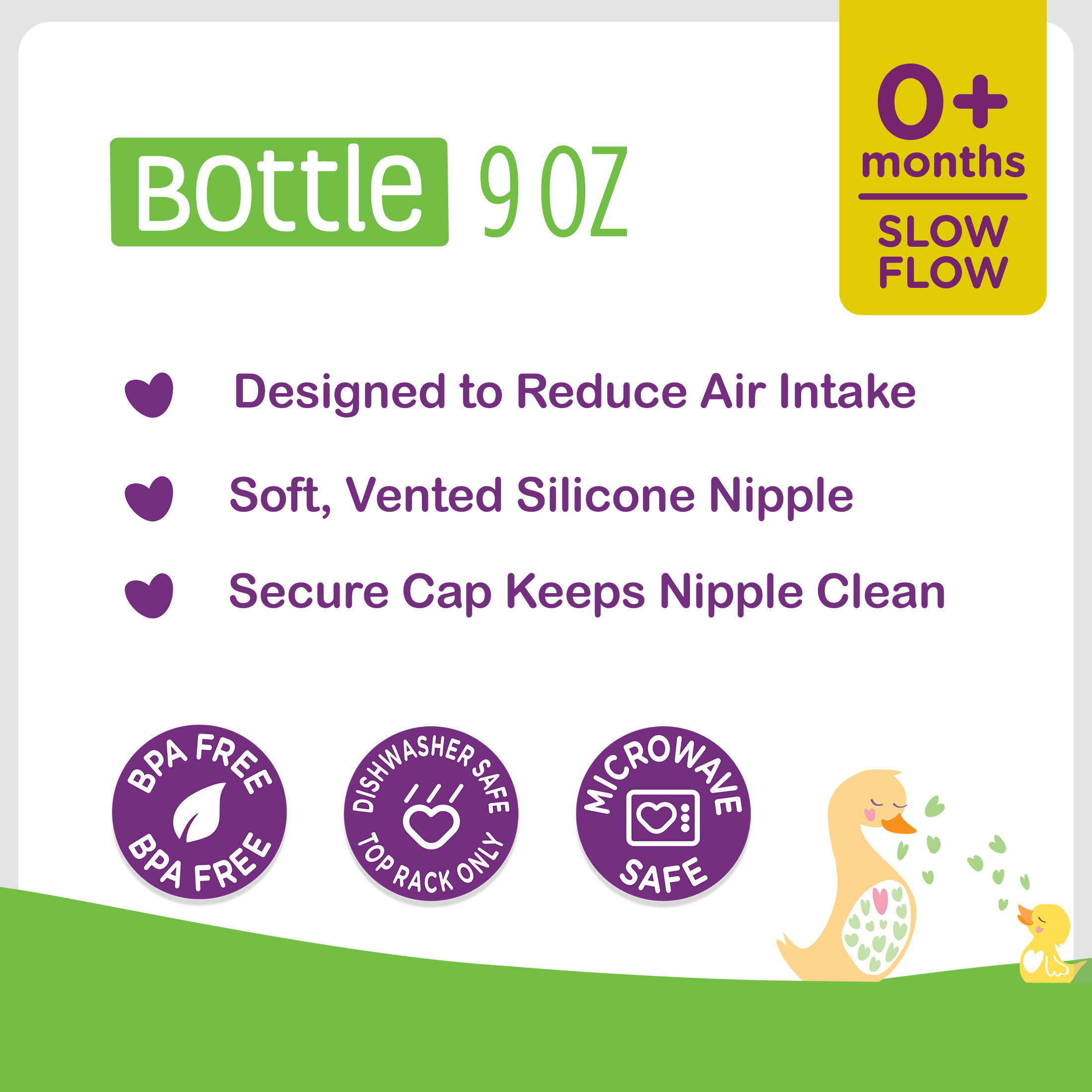 (paquete de 6) Biberón Parent's Choice de cuello estándar, 9 fl oz, recién nacido 0+ meses, neutro, paquete de 1 3