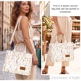 thumbnail image 6 of Gocvo Canvas Tote Bags for Women, Large Multi-Pocket Shoulder Handbag, Crossbody Messenger Bag, Watercolor Flower, 6 of 6