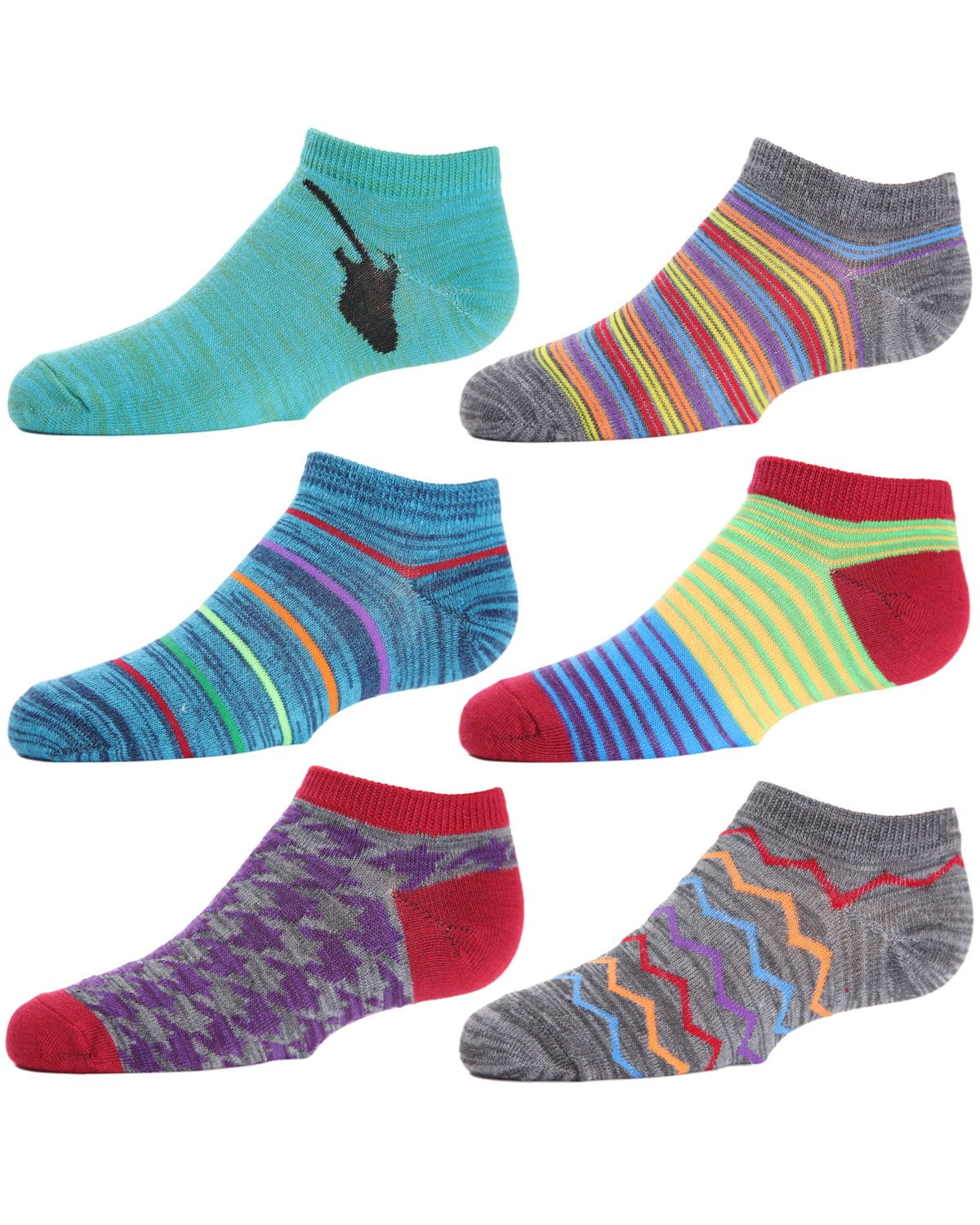 MeMoi Mixed-Up Madness Boys Low-Cut Socks 6-Pack - Boys - Male