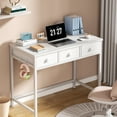 thumbnail image 6 of Satifur White Writing Desk with Drawers & Hooks, 40" Computer Desk with 3 Fabric Drawers for Bedroom, Home Office, 6 of 8