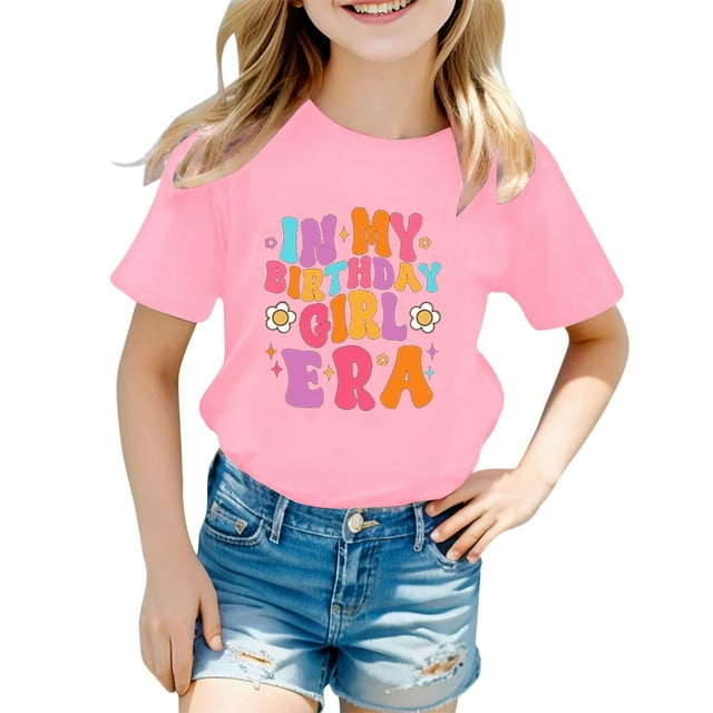 T-Shirts pour Filles, Manches Courtes, Imprimé Doux, Tenues d'Été pour Enfants, Mode Fille 1-2 Ans
