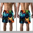 thumbnail image 3 of luoweisi Men's Beach Shorts Quick Dry Swim Trunks with Mesh Lining Cartoon Cat XL, 3 of 5