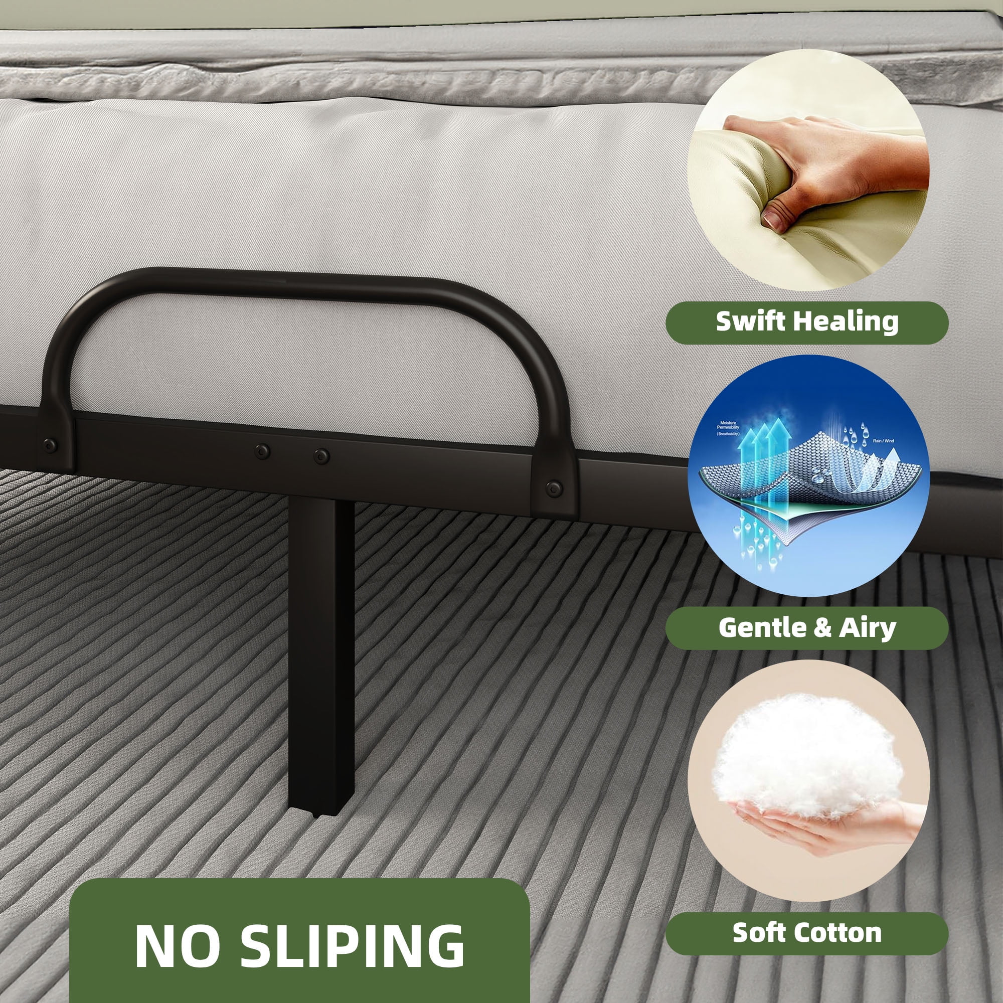 Uforic Beige Queen Size Folding Upholstered Bed Frame with Removable Upholstery, Elegant & Durable Platform Bed