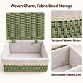 thumbnail image 6 of MEHOOM Small Wicker Storage Baskets with Lids, Set of 3 Handwoven Paper Rope Decorative Baskets with Washable Cotton Liners for Shelves and Tabletops, Green, 6 of 10