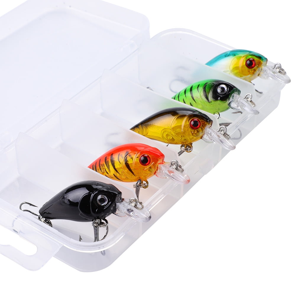 WALFRONT 2 Types 5 Pcs/Set Artificial Lifelike Hard Baits Set Fishing