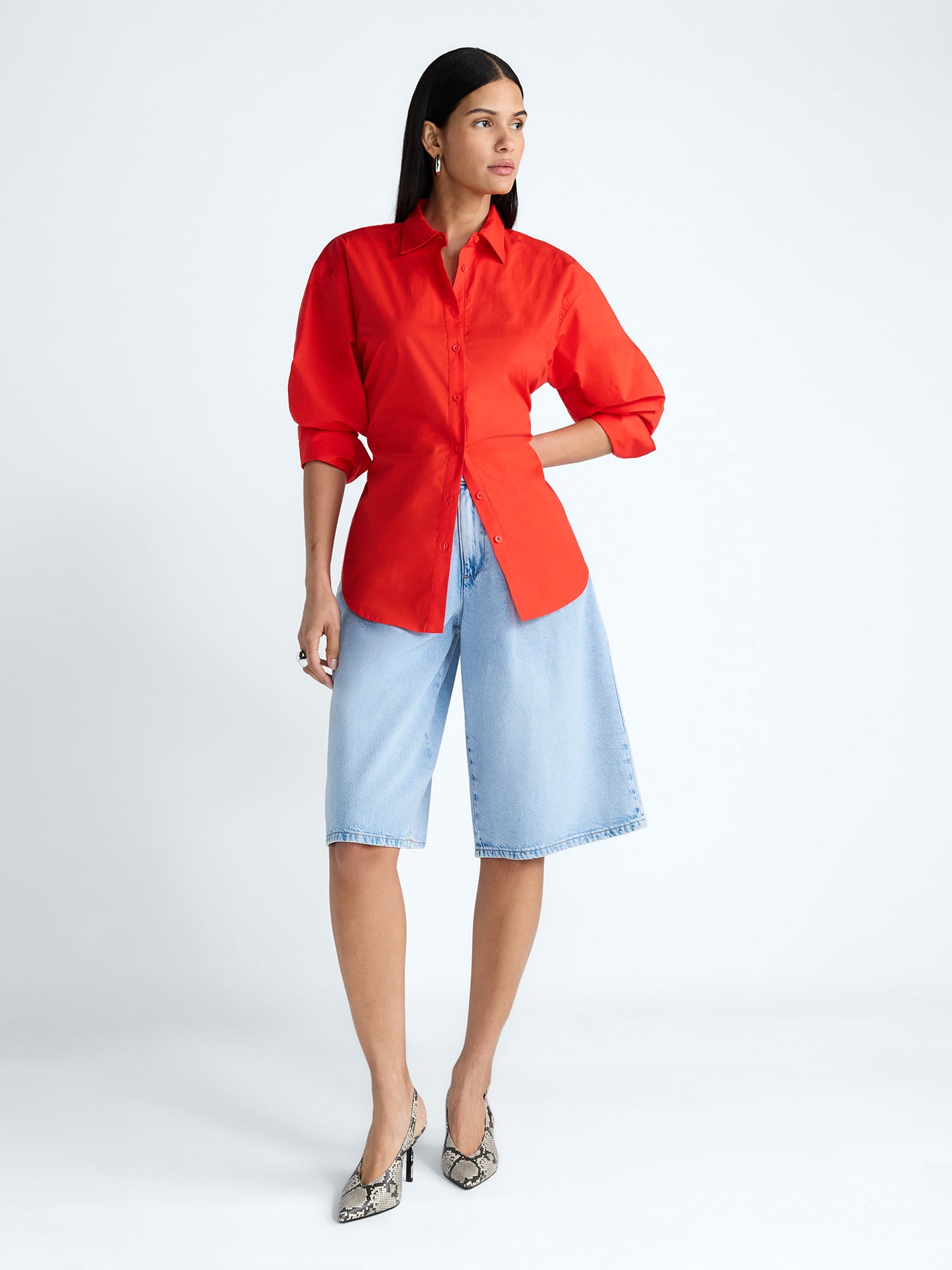 Devil Wears Prada Scoop Collection Women's and Women's Plus Lace Up Cotton Shirt, Sizes XS-4X