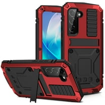 Dteck Case for Samsung Galaxy S23 Plus,Metal Case with Tempered Screen Protector Military Rugged Heavy Duty Silicone Shockproof Full Body Tough Cover for Galaxy S23 ,Red