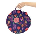 thumbnail image 2 of Exotic Round Floor Cushion with Handle, Digital Art Elements Floral Rose Palmatia Rhythmic Print in Vivid Colors, Pillow for Living Room & Dorms, 18" Round, Navy Blue Multicolor, by Ambesonne, 2 of 4