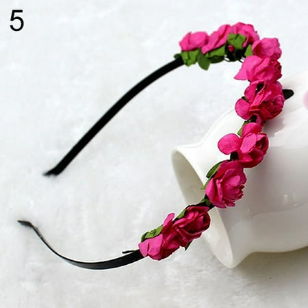 

GIFZES Hairband Rose Flower Crown Festival Headband Wedding Garland Floral Hairband Accessory Rose-Red
