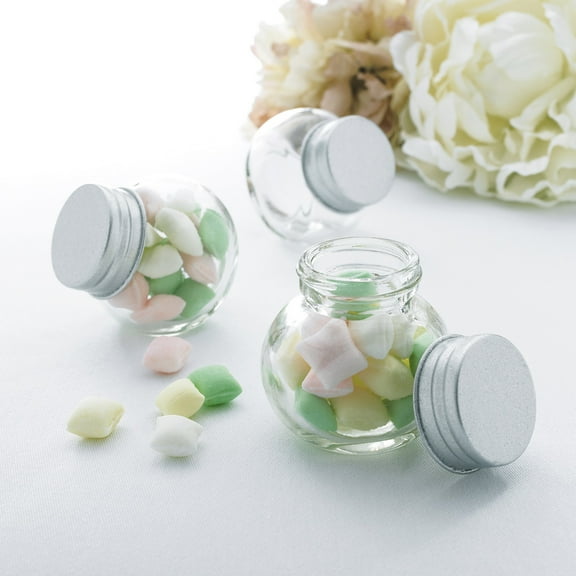 6 Packs: 20 ct. (120 total) Round Glass Favor Jars with Silver Lids by Celebrate It Occasions