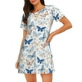 thumbnail image 1 of Balery Butterfly Camisón de manga corta con cuello redondo para mujer, cómodo y elegante., 1 of 6