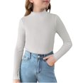 thumbnail image 5 of Ruyang Kids Girls Thermal Shirts Ruffle Neck Slim Fit Long Sleeve Base Layer Top Fall Winter Warm Plain Ribbed Sweater, 5 of 6
