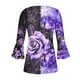 thumbnail image 3 of Blusa informal con botones estampados y plisados de plástico para mujer, manga 3/4, manga corta y cuello de cuerno., 3 of 4