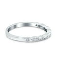 thumbnail image 2 of Simulated Cubic Zirconia Size-5 Half Eternity Wedding Band Ring Marquise CZ 925 Sterling Silver, 2 of 7